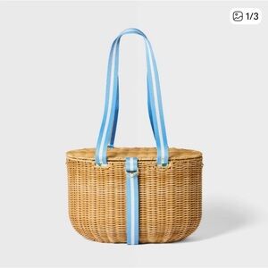 🐇🎯 ROLLER RABBIT x Target Woven Picnic Basket NWT! (So good in person!!)